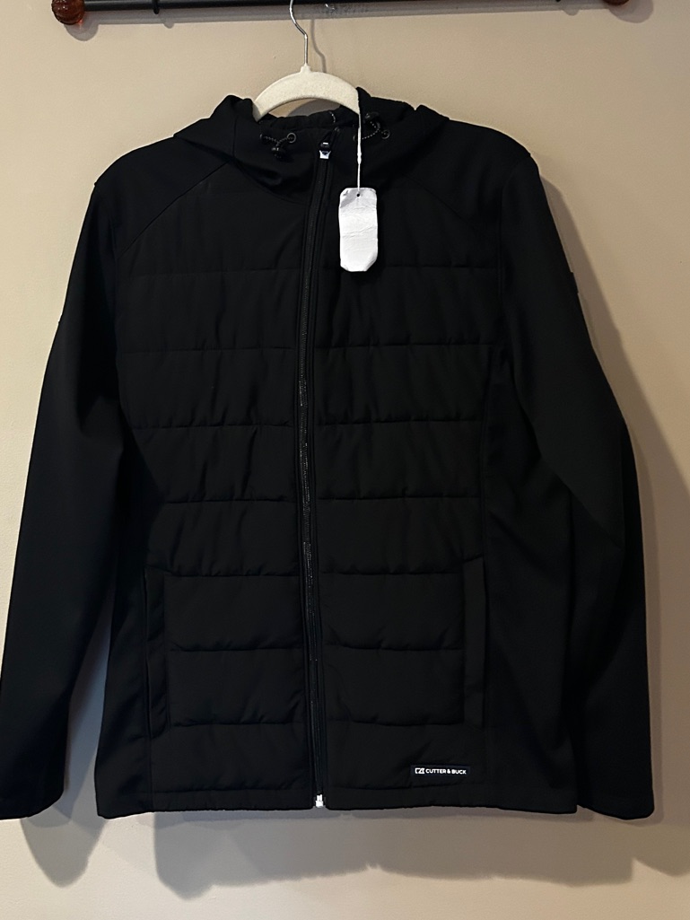 Cutter & Buck Black Quilted Hooded Jacket Evoke Hybrid Sp Nwt